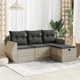 Set de sofás de jardín 4 pzas y cojines ratán sintético gris by , Garden sets - Ref: Foro24-3325558, Price: 297,85 €, Discoun...