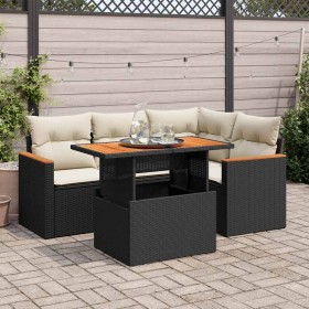 Set garden sofas and cushions 5 pcs synthetic rattan acacia black by , Garden sets - Ref: Foro24-3327479, Price: 362,55 €, Di...