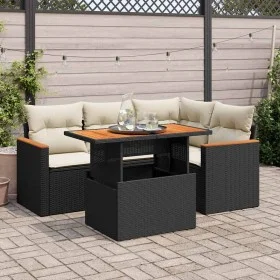 Set garden sofas and cushions 5 pcs synthetic rattan acacia black by , Garden sets - Ref: Foro24-3327479, Price: 357,22 €, Di...