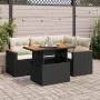 Set sofás jardín y cojines 5 pzas ratán sintético acacia negro de , Conjuntos de jardín - Ref: Foro24-3327479, Precio: 357,18...
