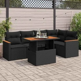 Set garden sofas and cushions 5 pcs synthetic rattan acacia black by , Garden sets - Ref: Foro24-3327485, Price: 445,33 €, Di...