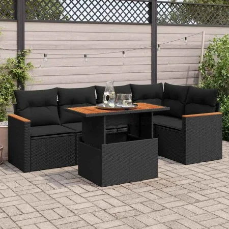 Set garden sofas and cushions 5 pcs synthetic rattan acacia black by , Garden sets - Ref: Foro24-3327485, Price: 445,33 €, Di...