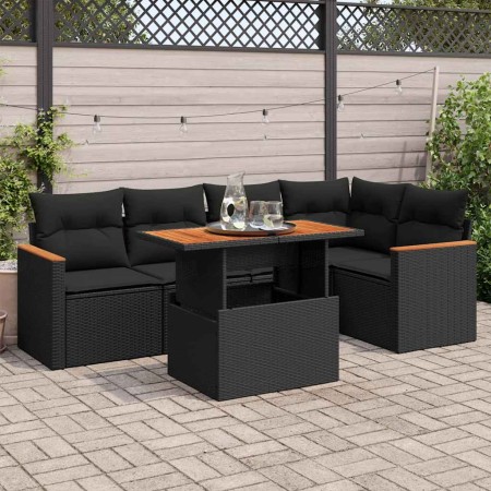 Set Gartensofas und Kissen 5-tlg. synthetisches Rattan Akazie schwarz von , Gartensets - Ref: Foro24-3327485, Preis: 470,63 €...