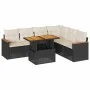 Set sofás jardín y cojines 7 pzas ratán sintético acacia negro de , Conjuntos de jardín - Ref: Foro24-3327493, Precio: 454,08...