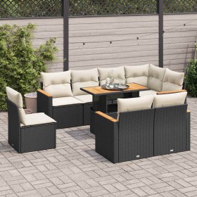 Set garden sofas and cushions 9 pcs synthetic rattan acacia black by , Garden sets - Ref: Foro24-3327500, Price: 607,23 €, Di...