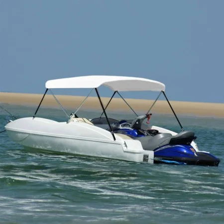 Bimini-Markise mit 2 weißen Bögen 180x130x110 cm von vidaXL, Aufbewahrungsabdeckungen für Boote - Ref: Foro24-93124, Preis: 9...