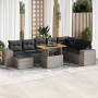 Set garden sofas and cushions 9 pcs synthetic rattan acacia gray by , Garden sets - Ref: Foro24-3327413, Price: 608,03 €, Dis...