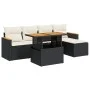 Set garden sofas and cushions 6 pcs synthetic rattan acacia black by , Garden sets - Ref: Foro24-3327472, Price: 380,18 €, Di...