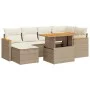 Set garden sofas and cushions 7 pcs synthetic rattan acacia beige by , Garden sets - Ref: Foro24-3327509, Price: 523,88 €, Di...