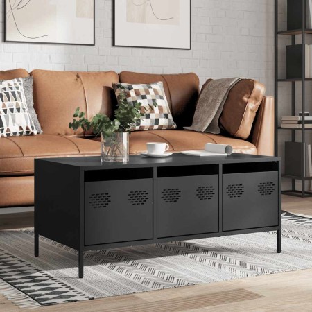 Mesa de centro acero laminado en frío negro 101,5x50x43,5 cm by , Coffee table - Ref: Foro24-851268, Price: 106,61 €, Discoun...