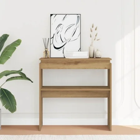 Engineered wood console table in artisan oak 80x30x80 cm by , Side tables - Ref: Foro24-856625, Price: 48,36 €, Discount: %