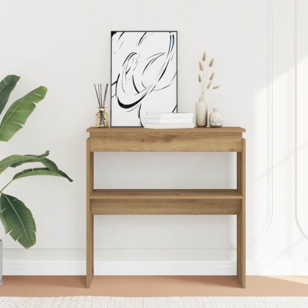 Mesa consola madera de ingeniería roble artesanal 80x30x80 cm de , Mesas auxiliares - Ref: Foro24-856625, Precio: 49,09 €, De...