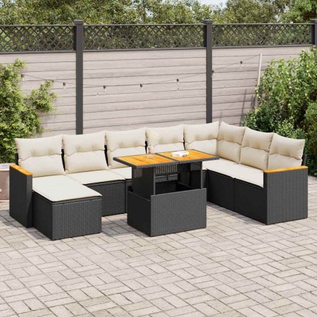 Set garden sofas and cushions 9 pcs synthetic rattan acacia black by , Garden sets - Ref: Foro24-3327521, Price: 557,64 €, Di...