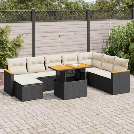 Set garden sofas and cushions 9 pcs synthetic rattan acacia black by , Garden sets - Ref: Foro24-3327521, Price: 547,49 €, Di...