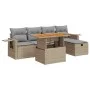 Set garden sofas and cushions 6 pcs synthetic rattan acacia beige by , Garden sets - Ref: Foro24-3328025, Price: 424,25 €, Di...