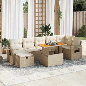 Set sofás jardín y cojines 5 pzas ratán sintético acacia beige de , Conjuntos de jardín - Ref: Foro24-3328038, Precio: 585,35...