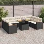 Set sofás jardín y cojines 10 pzas ratán sintético acacia negro by , Garden sets - Ref: Foro24-3327528, Price: 628,63 €, Disc...