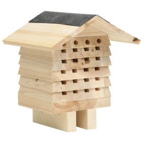 Hotel para abejas de madera maciza de abeto 22x20x20 cm