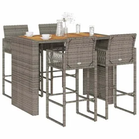 Garden bar set without cushions 5 pcs synthetic rattan acacia gray by , Garden sets - Ref: Foro24-3328890, Price: 556,84 €, D...