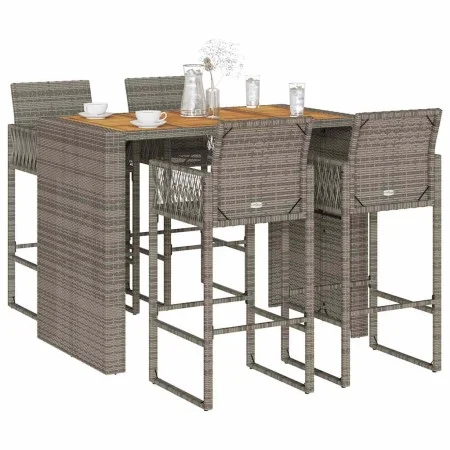 Garden bar set without cushions 5 pcs synthetic rattan acacia gray by , Garden sets - Ref: Foro24-3328890, Price: 556,84 €, D...