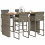 Garden bar set with 5 pcs cushions synthetic rattan acacia gray by , Garden sets - Ref: Foro24-3328903, Price: 661,17 €, Disc...