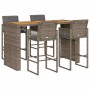 Garden bar set with 5 pcs cushions synthetic rattan acacia gray by , Garden sets - Ref: Foro24-3328903, Price: 606,44 €, Disc...