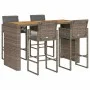 Set bar jardín cno cojines 5 pzas ratán sintético acacia gris de , Conjuntos de jardín - Ref: Foro24-3328903, Precio: 679,38 ...