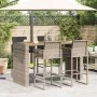 Garden bar set with 5 pcs cushions synthetic rattan acacia gray by , Garden sets - Ref: Foro24-3328903, Price: 661,17 €, Disc...
