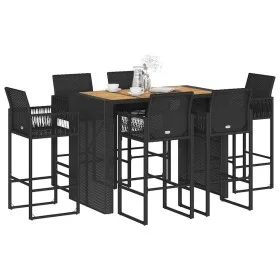Set bar jardín sin cojines 7 pzas ratán sintético acacia negro by , Garden sets - Ref: Foro24-3328892, Price: 742,43 €, Disco...