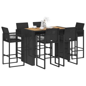 Set bar jardín sin cojines 7 pzas ratán sintético acacia negro de , Conjuntos de jardín - Ref: Foro24-3328892, Precio: 686,82...