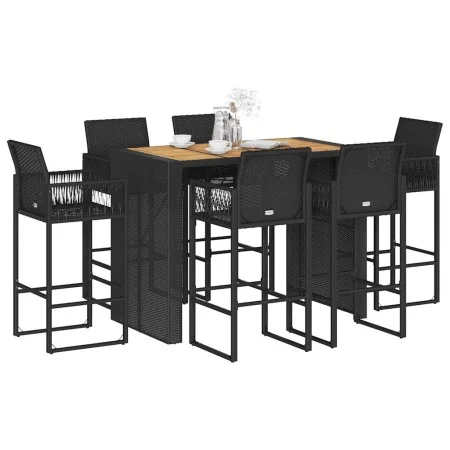 Set bar jardín sin cojines 7 pzas ratán sintético acacia negro by , Garden sets - Ref: Foro24-3328892, Price: 775,54 €, Disco...