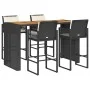 Set bar jardín con cojines 5 pzas ratán sintético acacia negro by , Garden sets - Ref: Foro24-3328901, Price: 627,68 €, Disco...
