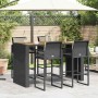 Set bar jardín con cojines 5 pzas ratán sintético acacia negro by , Garden sets - Ref: Foro24-3328901, Price: 589,16 €, Disco...