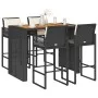 Garden bar set with cushions 5 pcs synthetic rattan acacia black by , Garden sets - Ref: Foro24-3328899, Price: 589,83 €, Dis...