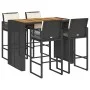 Garden bar set with cushions 5 pcs synthetic rattan acacia black by , Garden sets - Ref: Foro24-3328899, Price: 589,83 €, Dis...