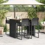Garden bar set with cushions 5 pcs synthetic rattan acacia black by , Garden sets - Ref: Foro24-3328899, Price: 589,83 €, Dis...