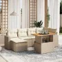 Set of 7-piece garden sofas and cushions synthetic rattan beige by , Garden sets - Ref: Foro24-3271415, Price: 515,86 €, Disc...