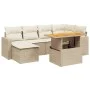 Set of 7-piece garden sofas and cushions synthetic rattan beige by , Garden sets - Ref: Foro24-3271415, Price: 515,86 €, Disc...