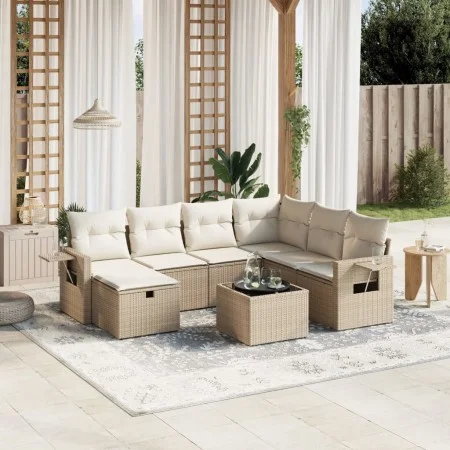 Set of garden sofas with beige cushions 8 pcs PE rattan by , Garden sets - Ref: Foro24-3263844, Price: 541,84 €, Discount: %