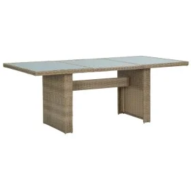 Garden dining table glass and brown PE rattan 200x100x74 cm by vidaXL, Garden tables - Ref: Foro24-310142, Price: 243,78 €, D...