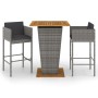 3-teiliges Garten-Barmöbel-Set und graue synthetische Rattankissen von vidaXL, Gartensets - Ref: Foro24-3094803, Preis: 372,2...