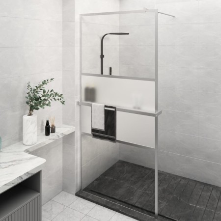 Duschwand mit ESG Glasablage Chrom Aluminium 90x195 cm von , Duschwände und Duschwände - Ref: Foro24-3185496, Preis: 204,99 €...