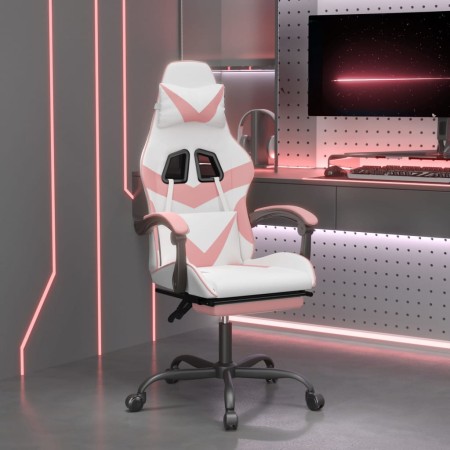 Drehbarer Gaming-Stuhl und Fußstütze Kunstleder weiß pink von , Gaming-Stühle - Ref: Foro24-349564, Preis: 119,03 €, Rabatt: %