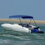 Marineblaue 4-Bogen-Bimini-Markise, 243 x (230–244) x 137 cm von vidaXL, Aufbewahrungsabdeckungen für Boote - Ref: Foro24-931...