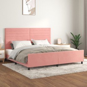 Estructura cama sin colchón terciopelo rosa 200x200 cm Estructura cama sin colchón terciopelo rosa 200x200 cm