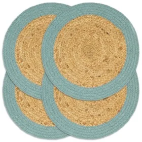 Rundes Tischset 4 Stück Jute natürliche Baumwolle grün 38cm von , Tischsets - Ref: Foro24-133864, Preis: 16,23 €, Rabatt: %