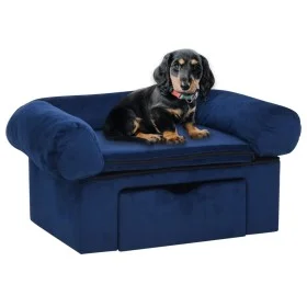 Hundesofa mit blauer Plüschschublade 75x50x38 cm von , Betten für Hunde - Ref: Foro24-171080, Preis: 109,77 €, Rabatt: %