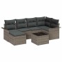 Conjunto de sofá de jardín con cojín 7 pcs Gris Poliratán