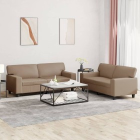 Juego de sofás 2 piezas cuero sintético capuchino de , Sofás - Ref: Foro24-3201918, Precio: 491,04 €, Descuento: %