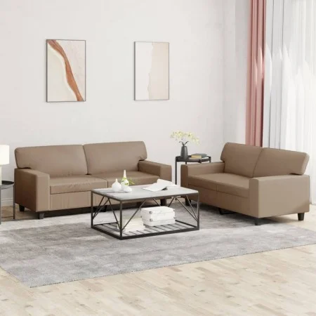 Juego de sofás 2 piezas cuero sintético capuchino de , Sofás - Ref: Foro24-3201918, Precio: 479,24 €, Descuento: %